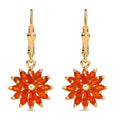 D'Joy AAA Buriti Fire Opal 1.85 ctw Dahlia Flower Earrings in 18K Vermeil Yellow Gold Over Sterling Silver - Sticky add to cart bar