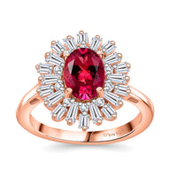 Premium Lab Created Bixbite, Moissanite Ring in 18K Vermeil RG Over Sterling Silver (Size 10.0) 1.90 ctw