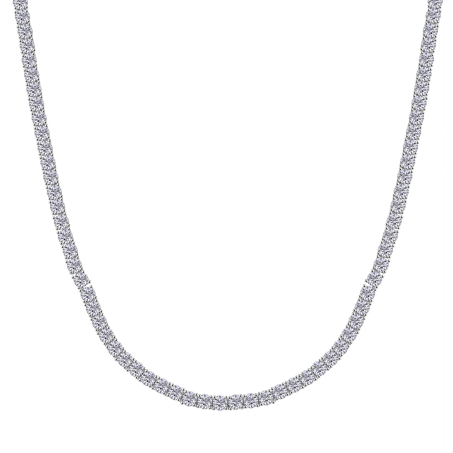 Doorbuster Moissanite and Yellow Sapphire 37.50 ctw Necklace 18 Inches with Sun & Moon Lock in Rhodium Over Sterling Silver