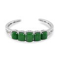 Karis Green Jade and White Zircon 35.70 ctw Cuff Bracelet in in Silvertone (6.50 In) - Sticky add to cart bar