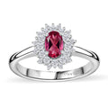 Premium Lab Created Bixbite, White Zircon Ring in Rhodium Over Sterling Silver (Size 10.0) 0.85 ctw - Sticky add to cart bar