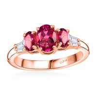 Premium Lab Created Bixbite and Moissanite 1.25 ctw Ring in 18K Vermeil Rose Gold Over Sterling Silver (Size 7.0)