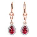 Luxuriant Premium Bixbite (LG) and White Zircon 0.90 ctw Lever Back Earrings in 18K Vermeil RG Over Sterling Silver - Sticky add to cart bar