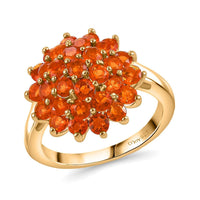 AAA Buriti Fire Opal 1.50 ctw Blossom Floral Ring in 18K Vermeil Yellow Gold Over Sterling Silver (Size 6.0) (Del. In 10-12 Days)