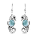 D'Joy Artisan Crafted Natural Green Larimar and Thai Black Spinel 6.70 ctw Seahorse Earrings in Black Oxidized Sterling Silver - Sticky add to cart bar