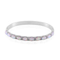 Green Magic Simulated Opal Resin Bangle Bracelet in Stainless Steel (7.50 In) - Sticky add to cart bar