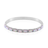 Green Magic Simulated Opal Resin Bangle Bracelet in Stainless Steel (7.50 In)