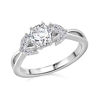 White Moissanite and White Zricon 1.17 ctw Ring in Rhodium Over Sterling Silver (Size 8)