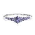D'Joy Tanzanite 7.20 ctw Rising Flower Bangle Bracelet in Rhodium Over Sterling Silver (7.25 in) - Sticky add to cart bar