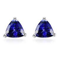 D'Joy Premium Tanzanite 1.35 ctw Solitaire Stud Earrings in Rhodium Over Sterling Silver