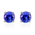 Premium Tanzanite 1.75 ctw Solitaire Stud Earrings in Rhodium Over Sterling Silver - Sticky add to cart bar