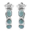 D'Joy Natural Green Larimar 6.00 ctw Starfish Earrings in Rhodium Over Sterling Silver - Sticky add to cart bar