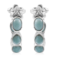 D'Joy Natural Green Larimar 6.00 ctw Starfish Earrings in Rhodium Over Sterling Silver