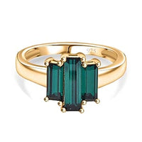 Emerald Swarovski Crystal Ring in 14K YG Over Sterling Silver (Size 6.5) 1.80 ctw