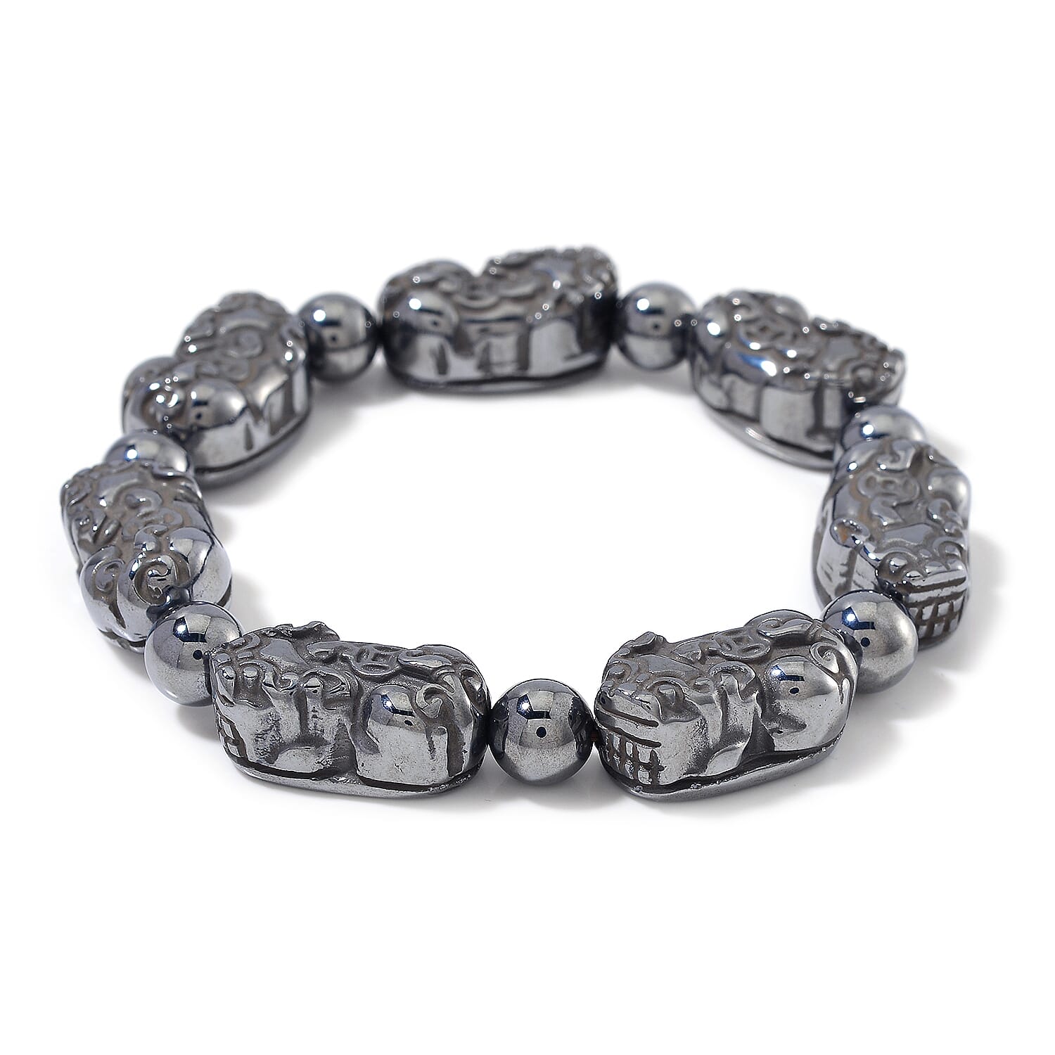 Terahertz 155.00 ctw Pixiu Carved Stretch Bracelet