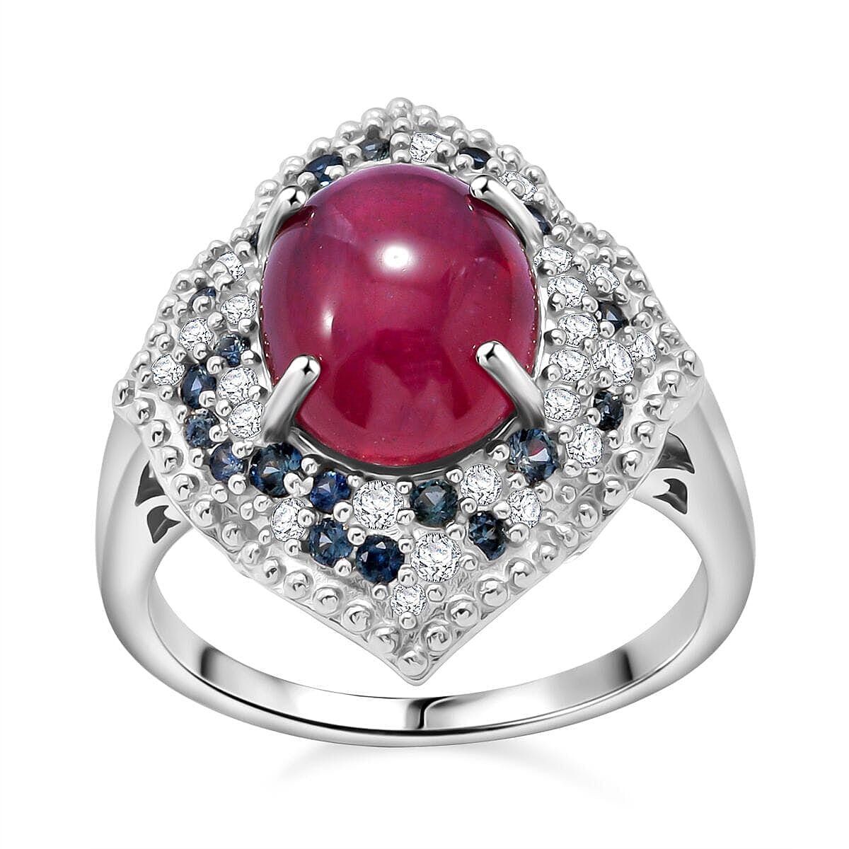 African Ruby (FF), Multi Gemstone Ring in Rhodium Over Sterling Silver (Size 10.0) 9.20 ctw