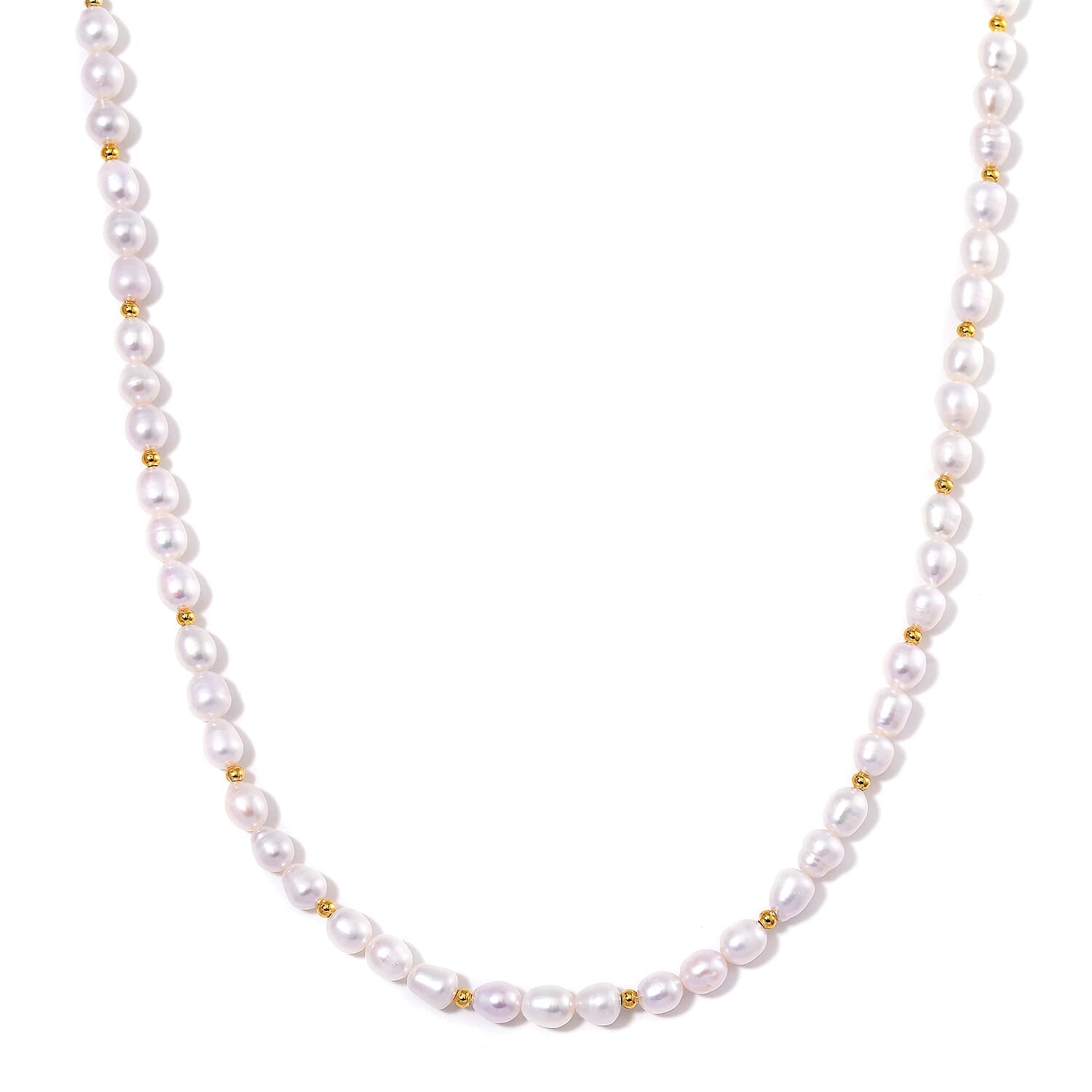 White Freshwater Pearl Necklace (20 Inches) in 14K YG Over Sterling Silver
