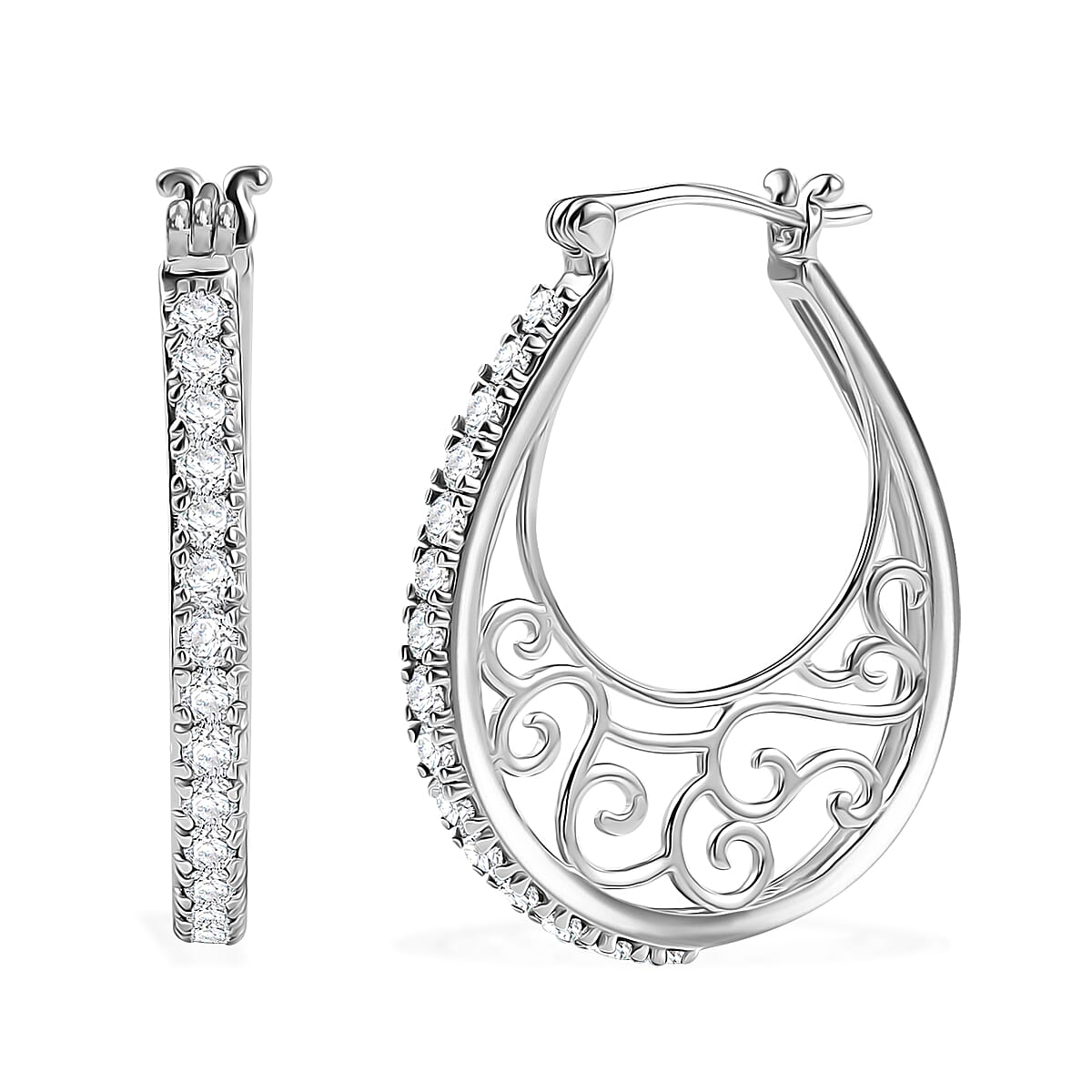 J Francis Embellished with Crystal by Swarovski Earrings in Platinum Bond