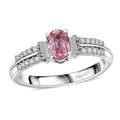 AAA Padparadscha Sapphire (BT), Diamond (0.15 cts) Ballerina Ring in Rhodium Over Sterling Silver (Size 7.0) 0.75 ctw - Sticky add to cart bar