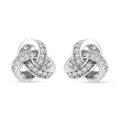 Moissanite Knot Stud Earrings in Rhodium Over Sterling Silver 0.35 ctw - Sticky add to cart bar