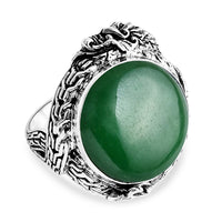 Bali Legacy Green Jade (D) 17.50 ctw Dragon Ring in Sterling Silver (Size 8.0)
