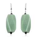 Green Aventurine and Thai Black Spinel Earrings in Stainless Steel 61.00 ctw - Sticky add to cart bar