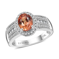 Luxoro 14K White Gold AAA Padparadscha Sapphire (BT), Diamond (VS2) (0.40 cts) Ring (Size 7.0) (5.25 g) 1.80 ctw