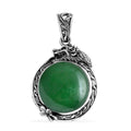 Bali Legacy Green Jade (D) 17.60 ctw Dragon Pendant in Sterling Silver - Sticky add to cart bar