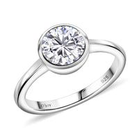 Moissanite 1.20 ctw Solitaire Ring in Rhodium Over Sterling Silver (Size 10.0)