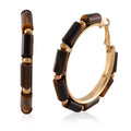 Yellow Tigers Eye 50.00 ctw Hoop Earrings in Goldtone - Sticky add to cart bar