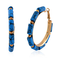 Yellow Tigers Eye 50.00 ctw Hoop Earrings in Goldtone