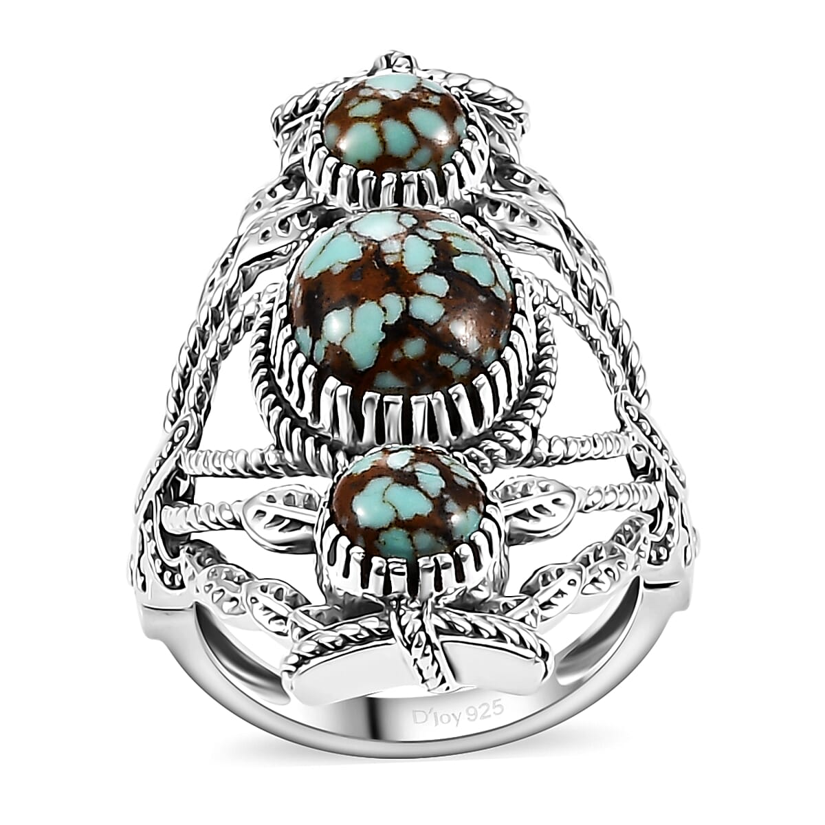 Artisan Crafted Blue Horizon Turquoise Ring in Black Oxidized Sterling Silver (Size 10.0) 4.60 ctw