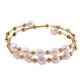 Freshwater Pearl Bangle Bracelet in Goldtone (Adjustable) - Sticky add to cart bar