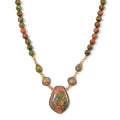 Unakite 220.00 ctw Necklace 18-20 Inches in ION Plated YG Stainless Steel - Sticky add to cart bar