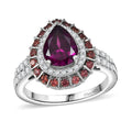 Doorbuster Premium Radiant Ember Garnet and Multi Gemstone 3.40 ctw Ring in Rhodium Over Sterling Silver (Size 10.0) - Sticky add to cart bar