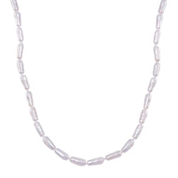 White Keshi Pearl Necklace in Stainless Steel 18-20 Inches