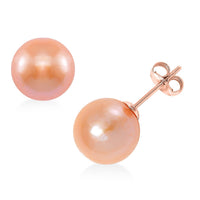 White Edison Pearl Stud Earrings in Rhodium Over Sterling Silver
