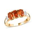 Salamanca Fire Opal and White Diamond 1.00 ctw Ring in 18K Vermeil YG Over Sterling Silver - Sticky add to cart bar