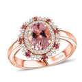 Pink Morganite, Multi Gemstone Ring in 18K Vermeil RG Over Sterling Silver (Size 10.0) 1.85 ctw - Sticky add to cart bar