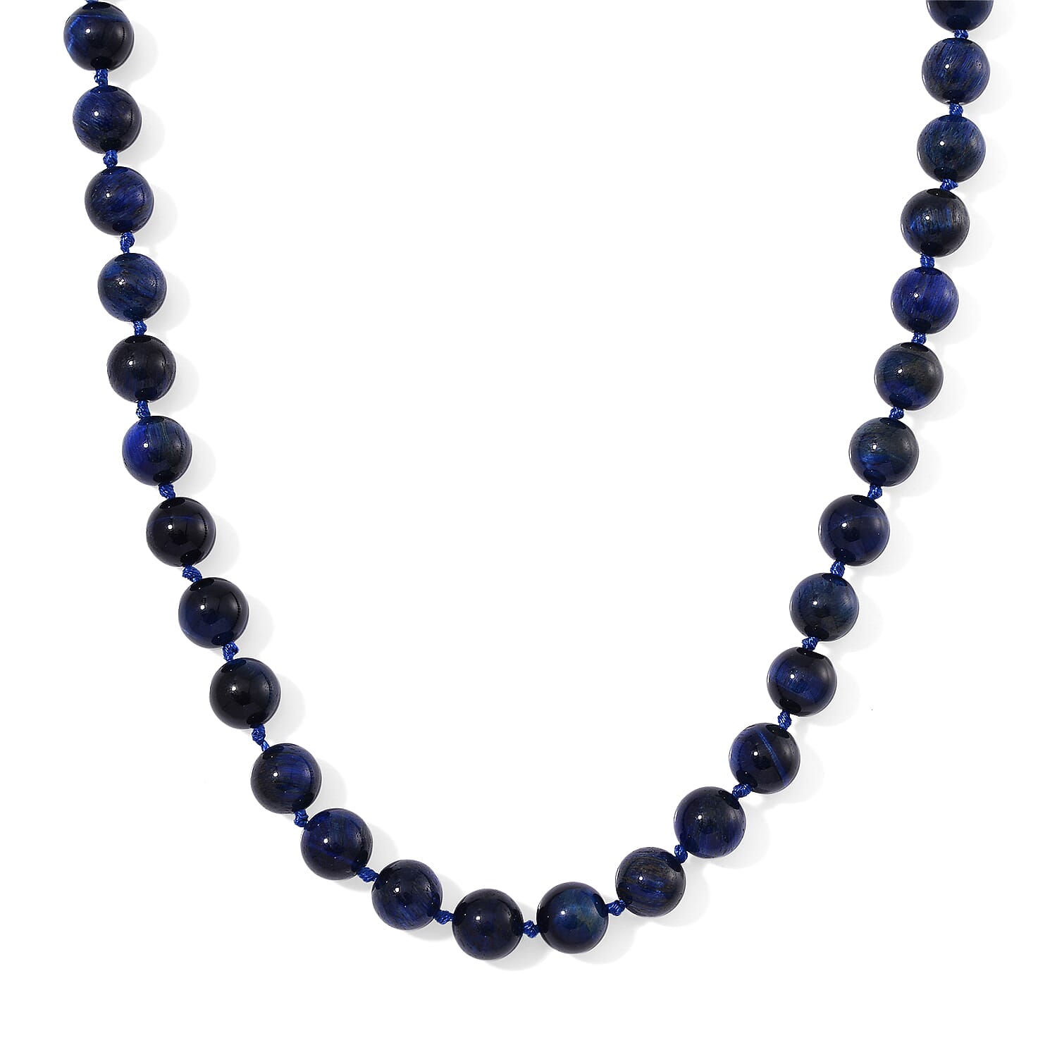 Blue Tiger's Eye (D) 250.00 ctw Beaded Necklace in Stainless Steel 18-20 Inches