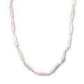 White Keshi Pearl and White Freshwater Pearl Necklace in Stainless Steel 18-20 Inches - Sticky add to cart bar