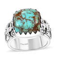 Artisan Crafted Blue Horizon Turquoise Solitaire Ring in Black Oxidized Sterling Silver (Size 10.0) 7.15 ctw - Sticky add to cart bar