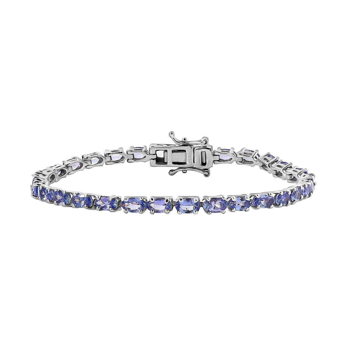 Tanzanite Bracelet in Rhodium Over Sterling Silver (6.50 In) 5.60 ctw
