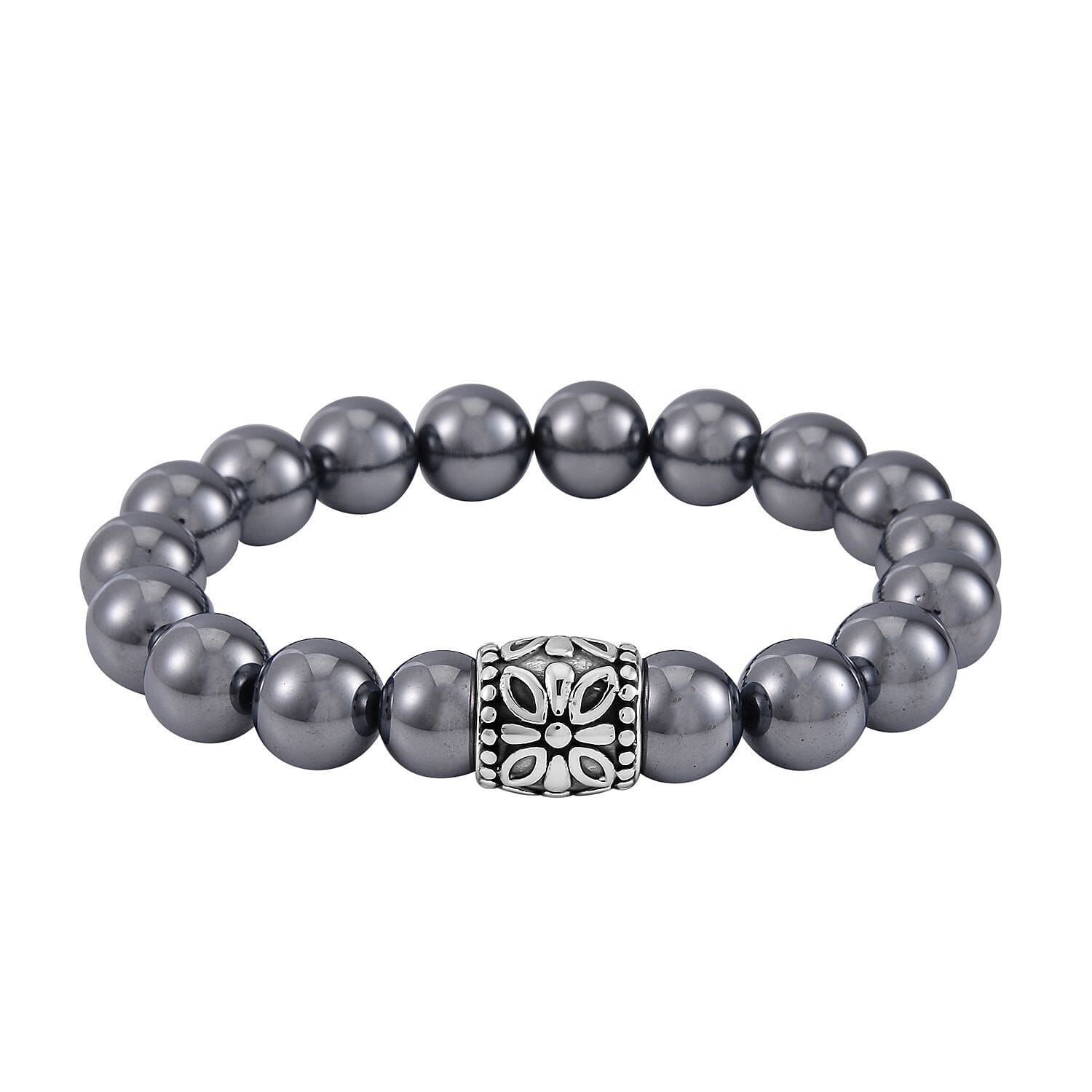 Terahertz 120.00 ctw Beaded Stretch Bracelet (Adjustable) in Stainless Steel