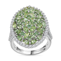 Doorbuster Tsavorite Garnet and White Zircon 4.50 ctw Ring in Rhodium Over Sterling Silver (Size 10.0)