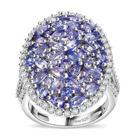 Doorbuster Tsavorite Garnet and White Zircon 4.50 ctw Ring in Rhodium Over Sterling Silver (Size 10.0)