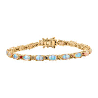 Premium Ethiopian Welo Opal, Multi Sapphire Tennies Bracelet in 18K Vermeil YG Over Sterling Silver (6.50 In) 6.10 ctw