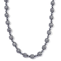 Terahertz 350.00 ctw Money Coin Carved Beaded Necklace in Rhodium Over Sterling Silver 20 Inches