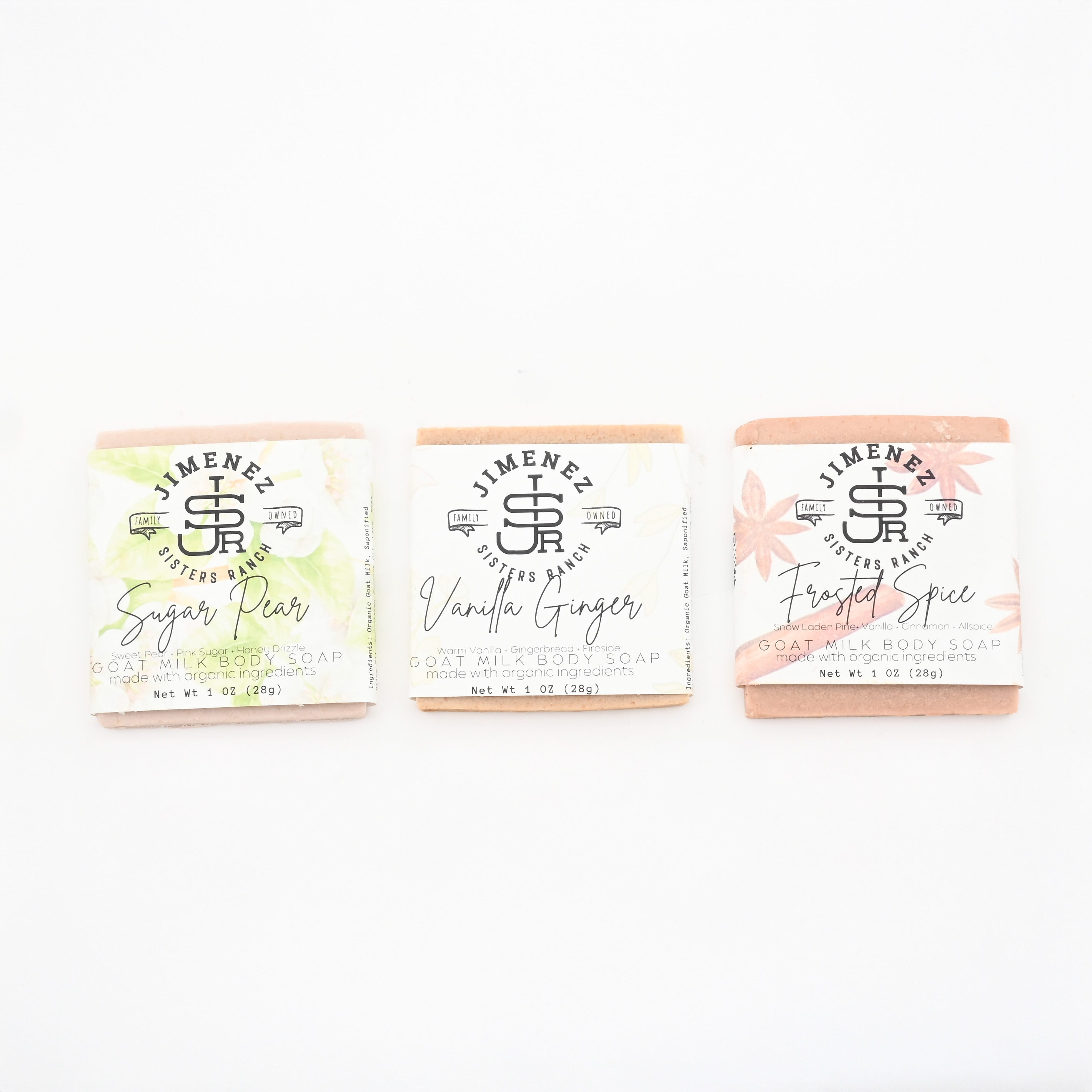 Jimenez Sisters Ranch Traditional Holiday- Goat Milk Bar Soap Sampler (1oz x6)