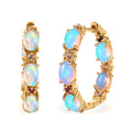 D'Joy Premium Ethiopian Welo Opal and Multi Sapphire 3.65 ctw Bloom Hoop Earrings in 18K Vermeil Yellow Gold Over Sterling Silver - Sticky add to cart bar